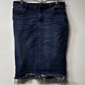 Labijou Denim Dark Wash Knee length skirt Plus Size 1X Straight Bodycon